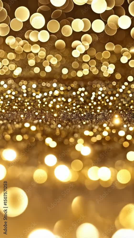 Poster abstract shimmering background of golden bokeh lights, creating a festive, luxurious and elegant fee