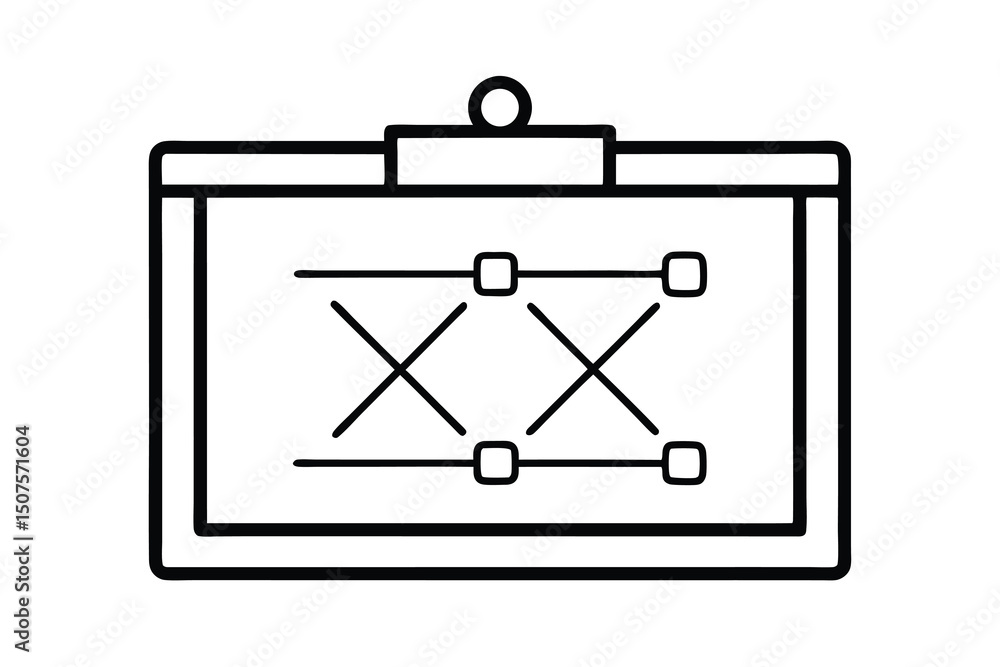 Poster simple line drawing clipboard with sliders and crosses design element