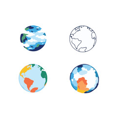 blue globe with earth vector illustration