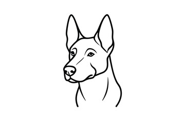Elegant line art portrait of a doberman pinscher dog