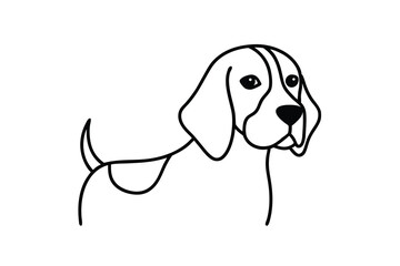 Adorable beagle dog line art minimalist pet illustration