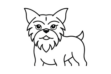Adorable yorkshire terrier puppy line art illustration