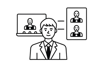 Businessman video conference call multiple participants online meeting