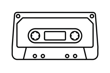 Retro cassette tape outline vintage music audio technology