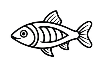 Simple line drawing of a striped fish cartoon illustration
