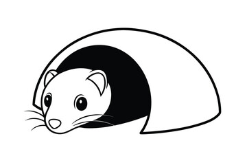 Adorable ferret peeking from its burrow cute animal illustration