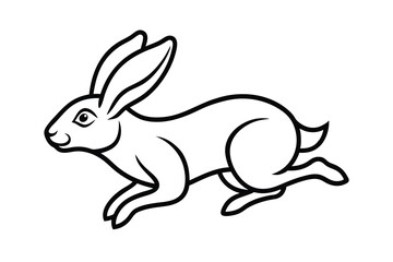 Running hare line art illustration simple design