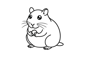 Adorable hamster eating food line art illustration