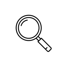 Magnifying glass icon in simple line art style on white background  