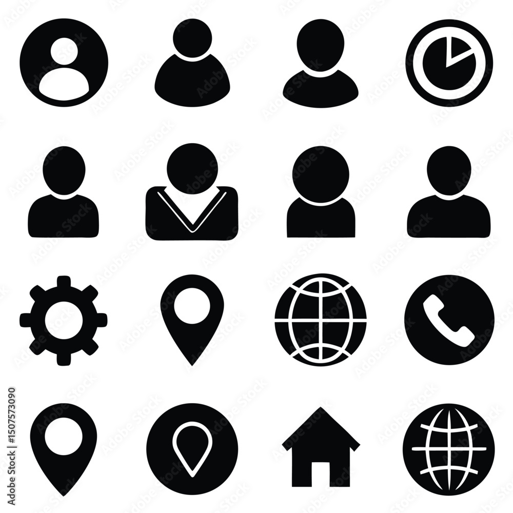 Poster a collection of clean and minimalist black and white icons for user interface and design
