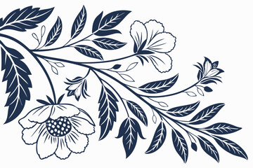 monochrome floral vector design with repetitive border