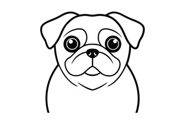 Adorable pug dog face outline illustration cute pet puppy