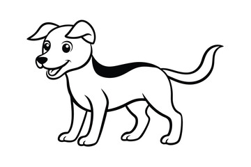 Adorable cartoon dog black and white illustration