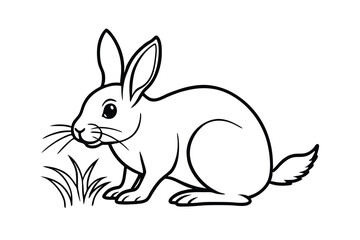Adorable cartoon bunny rabbit line art illustration coloring page