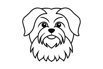 Adorable cartoon lhasa apso dog head outline illustration