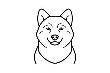 Adorable shiba inu dog line art illustration pet portrait