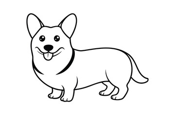 Adorable cartoon corgi dog outline illustration happy pet