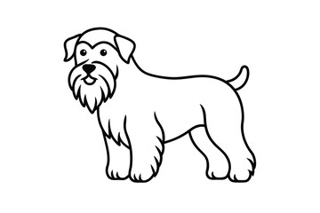 Adorable outline drawing of a miniature schnauzer dog