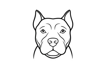 American Pit Bull Terrier Line Art Head Profile Design