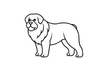 Adorable line art illustration of a majestic newfoundland dog