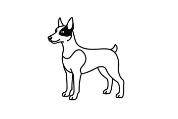 Elegant line art illustration of a rat terrier dog breed