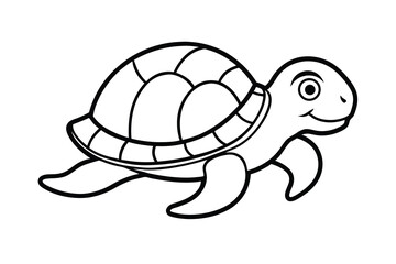Adorable cartoon turtle outline ready for coloring pages