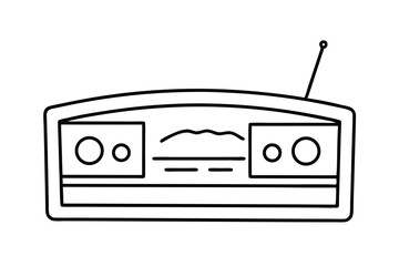 Vintage radio outline illustration retro audio device