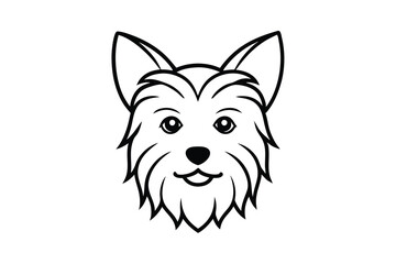 Adorable yorkshire terrier dog head outline illustration