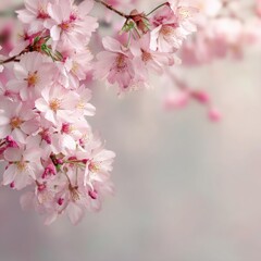 Obraz premium Delicate Pink Cherry Blossoms Branch Spring Flowers Nature Background