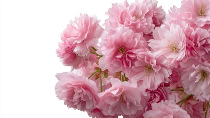 A Lush Bouquet of Pink Blossoms Displaying Delicate Petals Against a Bright White Background, Evoking Feelings of Serenity and Renewal.