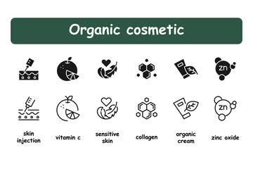 Organic cosmetic line icon. Natural product badges. Vector illustration.