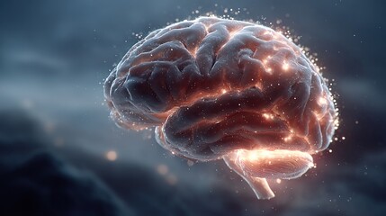 Illuminated brain, glowing with neural energy