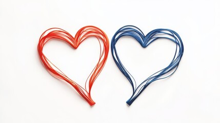Two colorful heart shapes made of vibrant wires symbolize love and connection in a creative and artistic way.