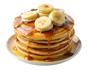 stack of pancakes on a plate isolated on white background.PNG Transparent file type with high definition picture quality available.