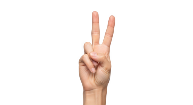 Hand gesture peace sign fingers symbol victory isolated image stock photo for design and creative projects . transparent background  png