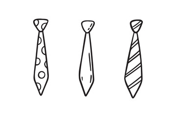 Necktie Hand drawn doodle tie element, art, icon, symbol. Isolated black and white necktie clipart element