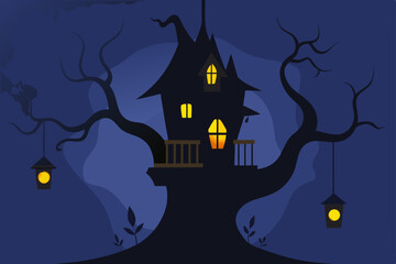 halloween background with haunted house