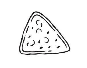 Nachos doodle hand drawn single icon. Nachos drawing line isolated clipart element.
