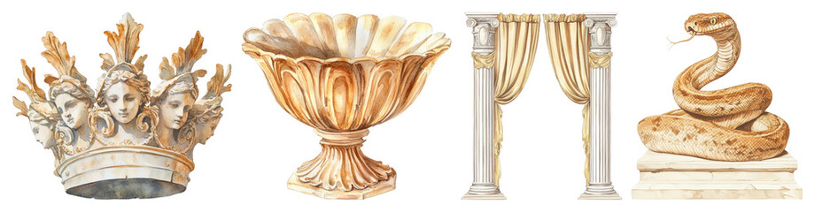 PNG Elegant classical decorative elements, element set on transparent background