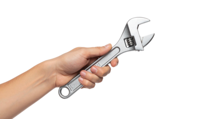 hand holding wrench png