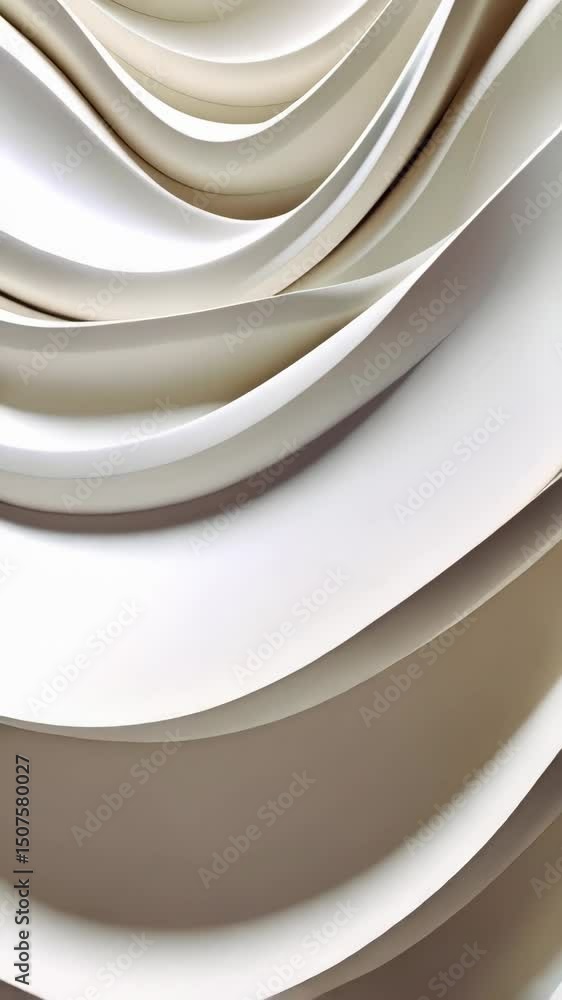 Poster white abstract waves surface with soft shadows and flowing curves, minimalist organic background tex