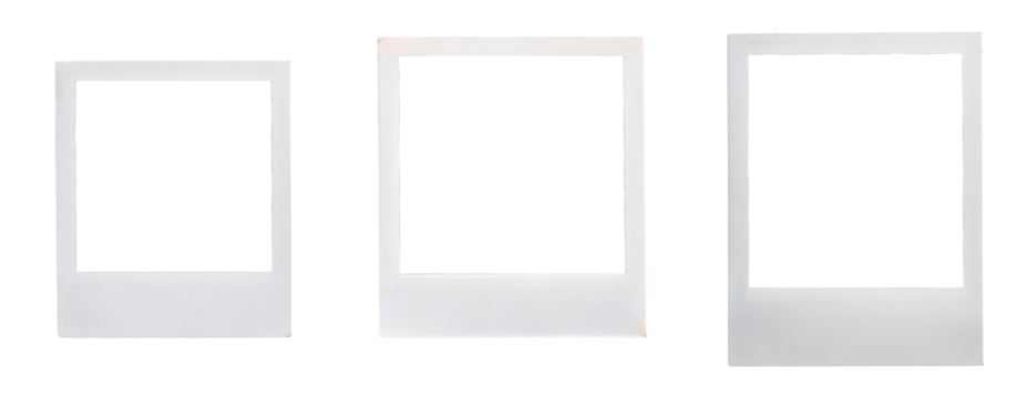 3 polaroids, frame without photos, polaroid. Ultra resolution	