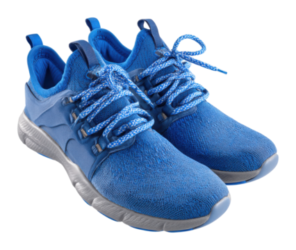 Sporty blue shoes displayed on white surface footwear stylish athletic environment isolated on transparent background