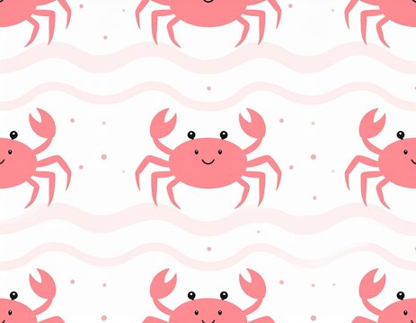 Tropikalny, letni wz&oacute;r z kolorowymi krabami