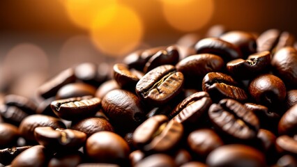 Obraz premium Roasted coffee beans macro shot