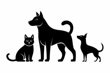 Simplified black pet illustrations for sets