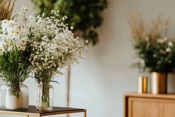 Elegant Floral Arrangement With Greenery in a Minimalist Setting During Daylight