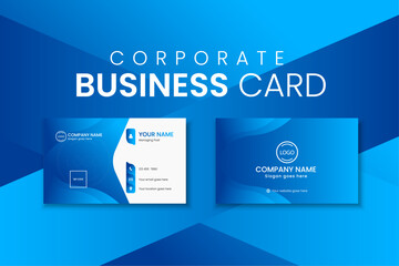 Business card template, horizontal layout design, double sided business card design.