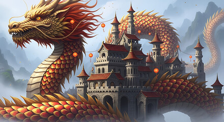 Fototapeta premium chinese dragon statue