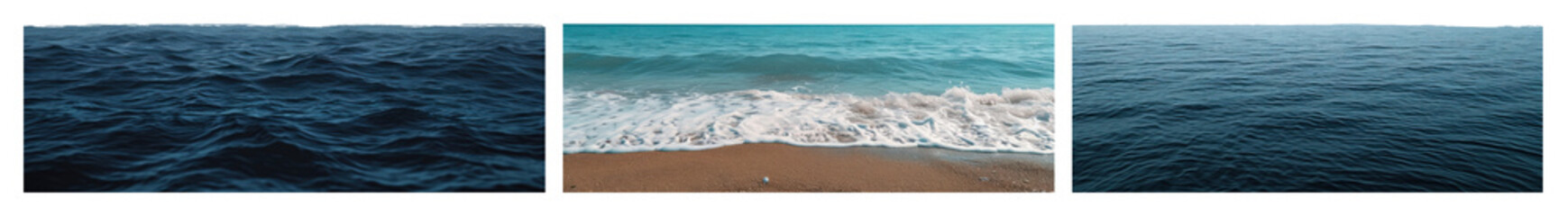 Fototapeta premium PNG Ocean waves beach serenity, element set on transparent background